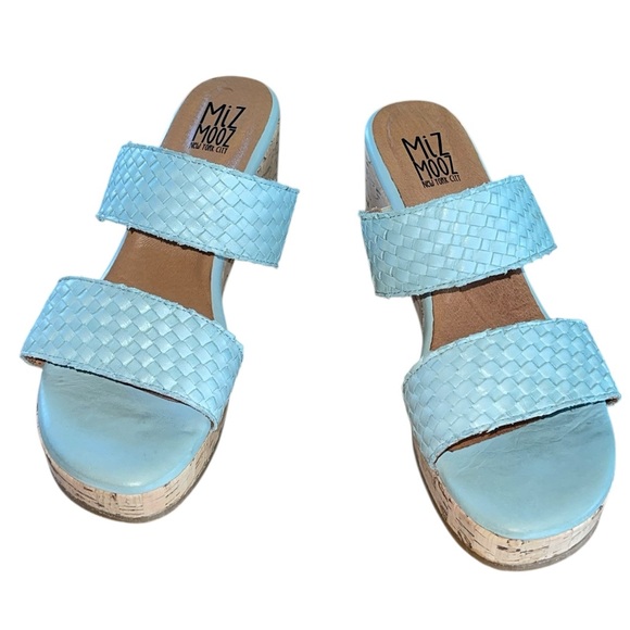 Miz Mooz Genna woven leather heeled sandal w/cork platform. Size 40 (9-9.5) GUC - Picture 3 of 13
